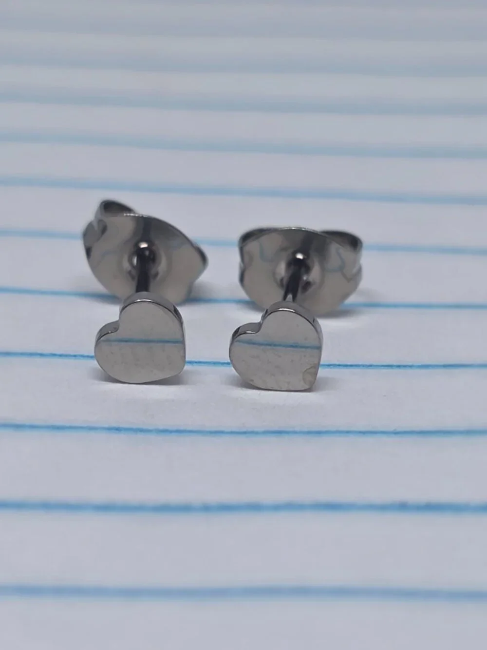 Titanium Flat Hearts Stud Silver Earrings B3873